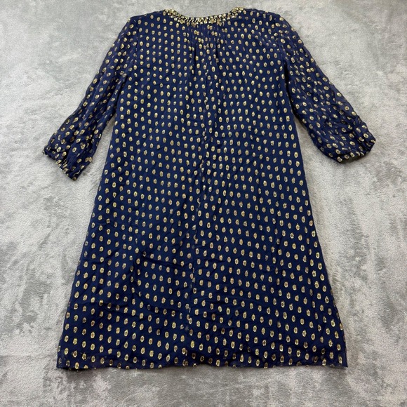 Lilly Pulitzer Size 0 Navy Blue and Gold Silk Colby Beaded Tunic Dress - Picture 3 of 8
